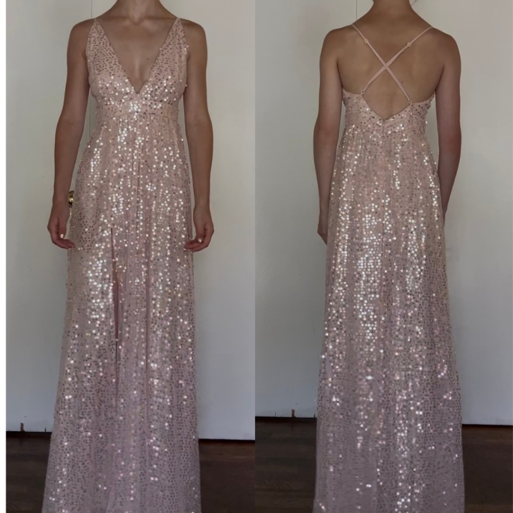 Light Blush Sequin Formal Gown